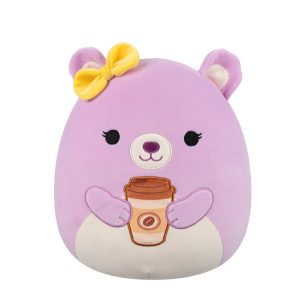 12-Inch Faine the Pink Bear with Bow Holding Coffee