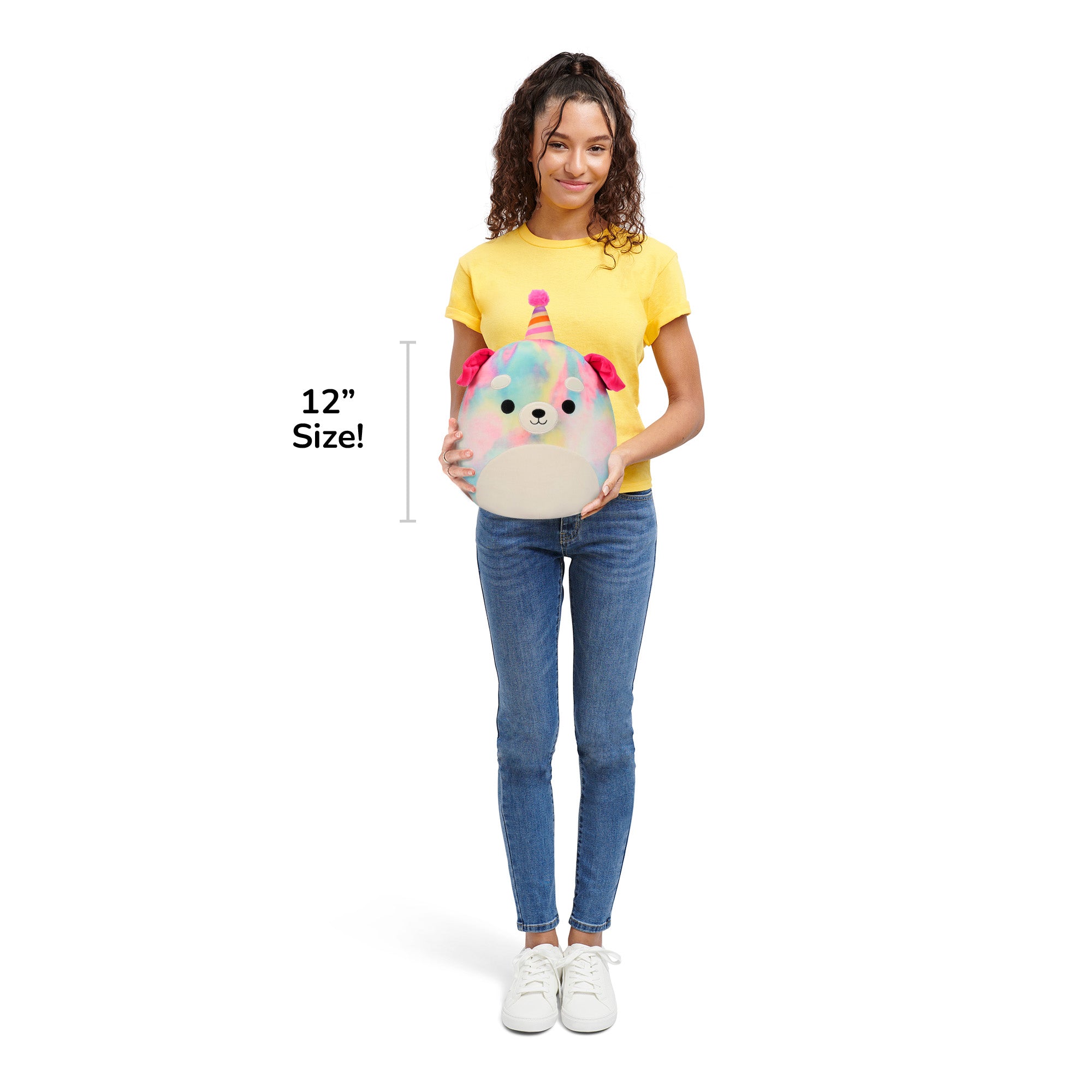 12-Inch Delenne the Rainbow Tie-Dye Dog With Party Hat - Image 7