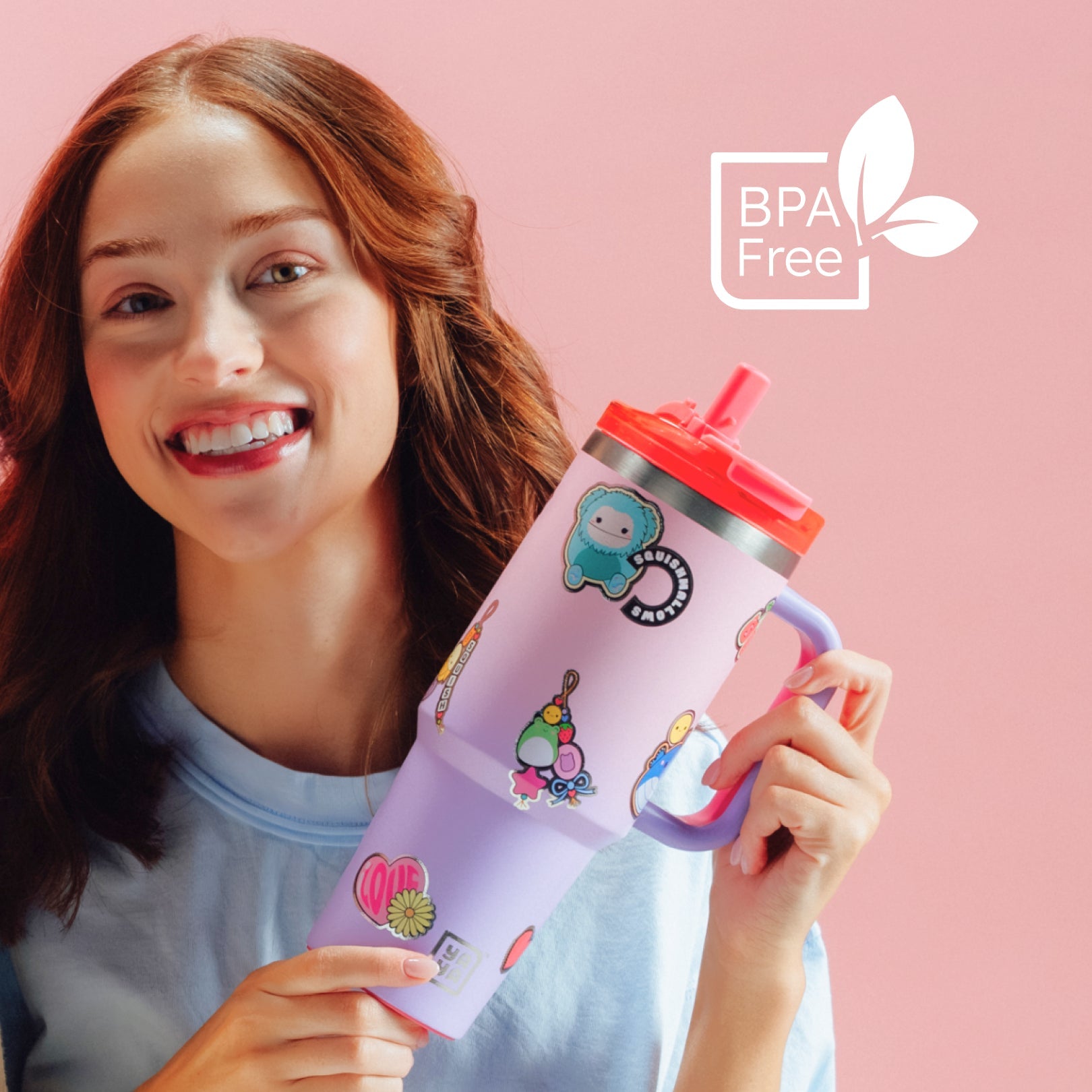 Squishmallows Sticker Bomb Tumbler with Straw - Image 3